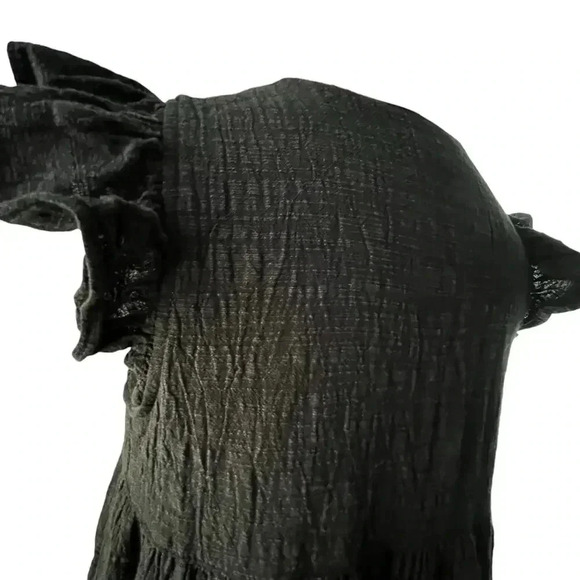 THML Women Small Dress Black Cotton Rayon Embroidery Flutter Aztec‎ Western SW - Picture 5 of 13